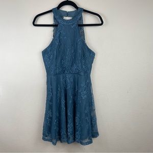 Lulu’s Teal Blue Lace Up Dress Size Small